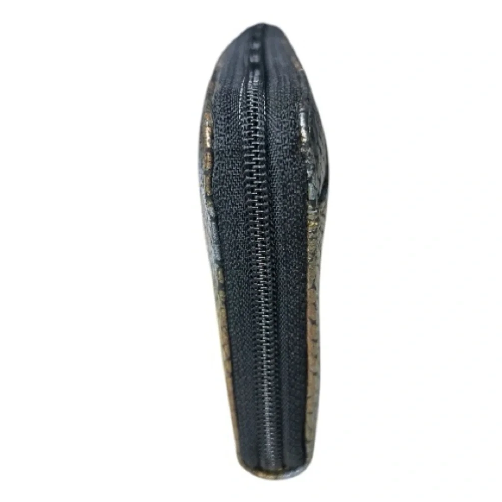 Carlos Falchi Elegant Gold and Black Women's Snake Print Clutch